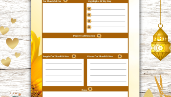 I'm Thankful Gratitude Journal - Printable PDF Book - Sunflower Brown Yellow Theme